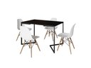 Ver imagem 2 de Mesa Industrial Base Ferro Preto em V Tampo 137x90 Preto 4 Cadeiras Eames Madeira Assento Branco