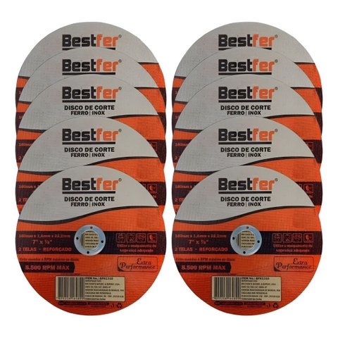 Kit 50 Discos de Corte Fino Ferro Inox 115mm Bestfer