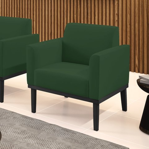Poltrona Decorativa Isabella Pés Fixo em Madeira Preto Veludo Verde Esmeralda G19 - Gran Belo