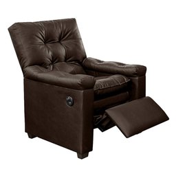 Poltrona Reclinável com Massagem Imperador Couro Facto Marrom - SOFA STORE - 2