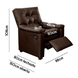 Poltrona Reclinável com Massagem Imperador Couro Facto Marrom - SOFA STORE - 8