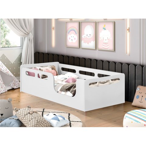 Cama de Criança Design Montessoriana Solteiro Branca