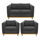 Ver imagem 1 de Kit Sofá 2 Lugares e 2 Poltronas Europa Linho Doce Sonho Móveis - Chumbo