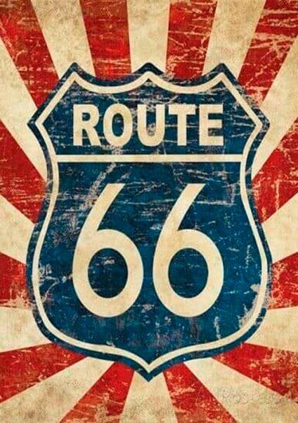 Quadro Decorativo Vintage Route 66 - PVC 1mm 30x45 - 1