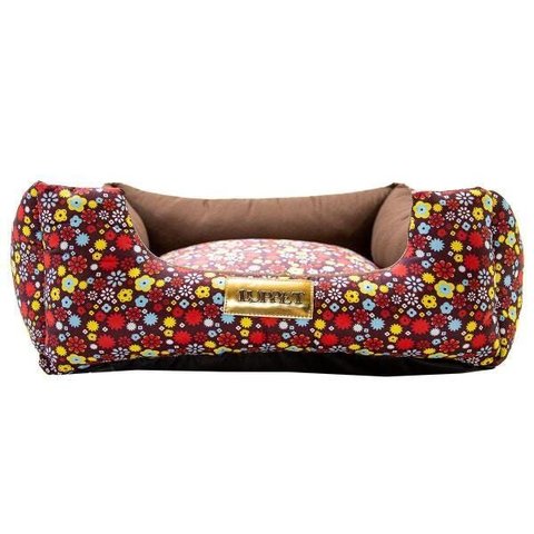 Cama para Cachorro ou Gato Luppet Luxo Marrom Floral M