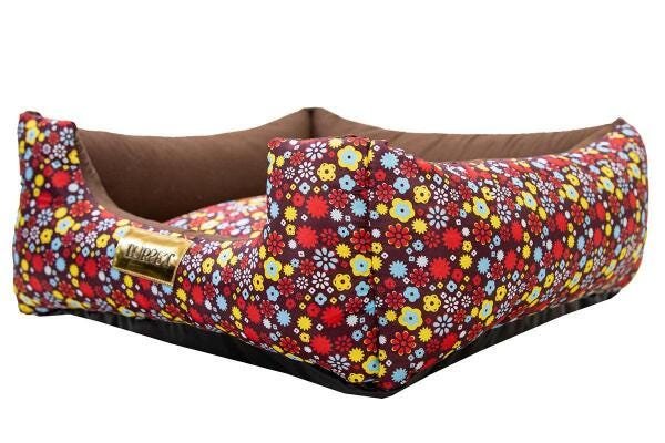 Cama Para Cachorro Ou Gato Luppet Luxo Marrom Floral GG - 4