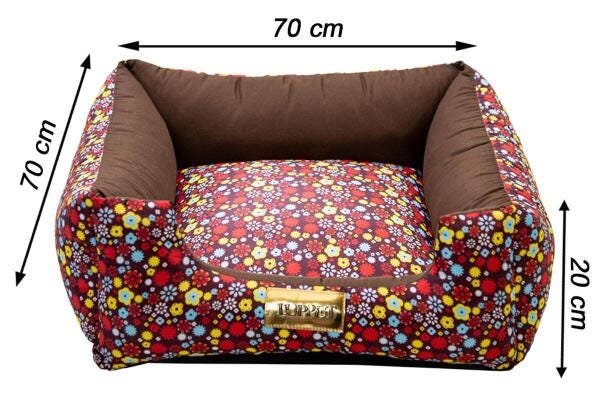 Cama Para Cachorro Ou Gato Luppet Luxo Marrom Floral GG - 5