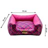 Cama Quadrada Para Cachorro Ou Gato Luppet Rosa Xadrez GG - 4
