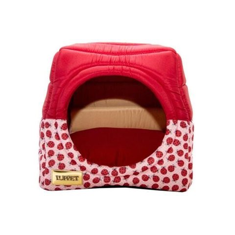 Cama Iglu e Toca para Cachorro Luppet Vermelho Joaninha G