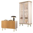 Ver imagem 1 de Buffet Benvenuto e Cristaleira Évora Off White Cinamomo – Hb Móveis