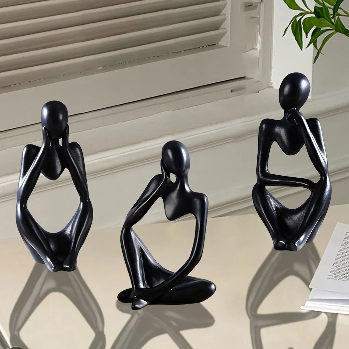 Trio Pensadores Estátua Decorativa Figura Abstrata Pensador Enfeite Casa Moderno Mesa Sala Minimalis - 9