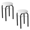 Ver imagem 1 de Kit 2 Banquetas Baixas para Cozinha em Aço Manu Sintético I01 Preto/Branco - Mpozenato