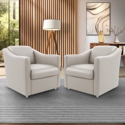 Kit 02 Poltronas Clínica Milla Decorativa Courino 04 Cores - Bege - 1
