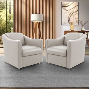 Kit 02 Poltronas Clínica Milla Decorativa Courino 04 Cores - Bege