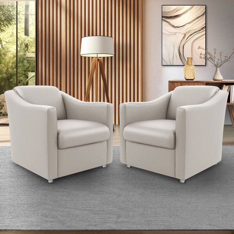 Kit 02 Poltronas Clínica Milla Decorativa Courino 04 Cores - Bege