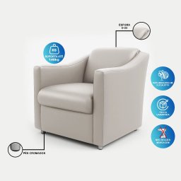 Kit 02 Poltronas Clínica Milla Decorativa Courino 04 Cores - Bege - 7