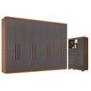 Ver imagem 1 de Guarda Roupa Casal Master New 8 Portas 4 Gavetas MDP Cômoda Marabá Jatobá Grafite Acetinado