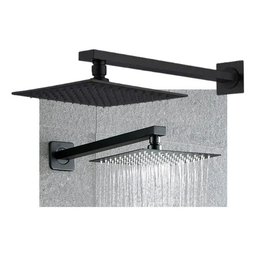 Chuveiro Ducha Banheiro Piscina Estilo Slim Quadrado 20x20 Moderna + Braço de 40cm - Cor Preto - 3