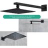 Chuveiro Ducha Banheiro Piscina Estilo Slim Quadrado 20x20 Moderna + Braço de 40cm - Cor Preto - 4