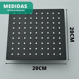 Chuveiro Ducha Banheiro Piscina Estilo Slim Quadrado 20x20 Moderna + Braço de 40cm - Cor Preto - 6