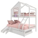 Ver imagem 5 de Treliche Casinha com Janela Casal/Solteiro com Escada/Escorregador Madeira Maciça Branco/ Rosa