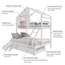 Ver imagem 3 de Treliche Casinha com Janela Casal/solteiro com Escada/escorregador Madeira Maciça Branco/ Rosa