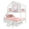 Treliche Casinha com Janela Casal/solteiro com Escada/escorregador Madeira Maciça Branco/ Rosa - 2