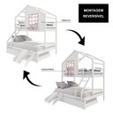 Ver imagem 6 de Treliche Casinha com Janela Casal/Solteiro com Escada/Escorregador Madeira Maciça Branco/ Rosa