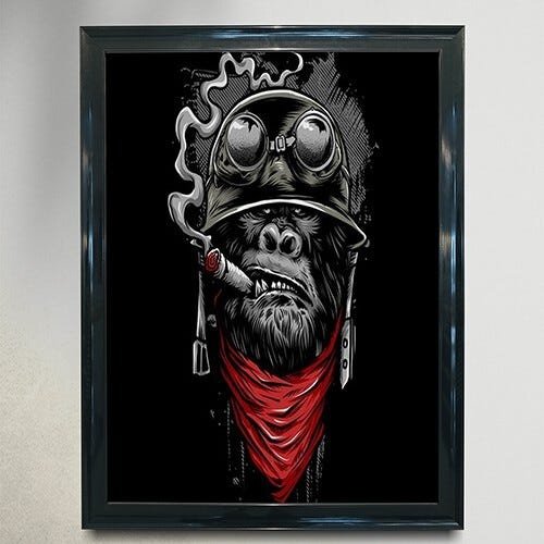 Quadro Decorativo Vintage Geek e Nerd Monkey war - PVC 1mm 30x45 - 1