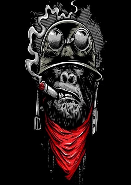 Quadro Decorativo Vintage Geek e Nerd Monkey war - PVC 1mm 30x45 - 2