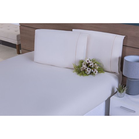 Jogo De Lençol Solteiro King 2 Peças 200 Fios 40cm Altura Palha