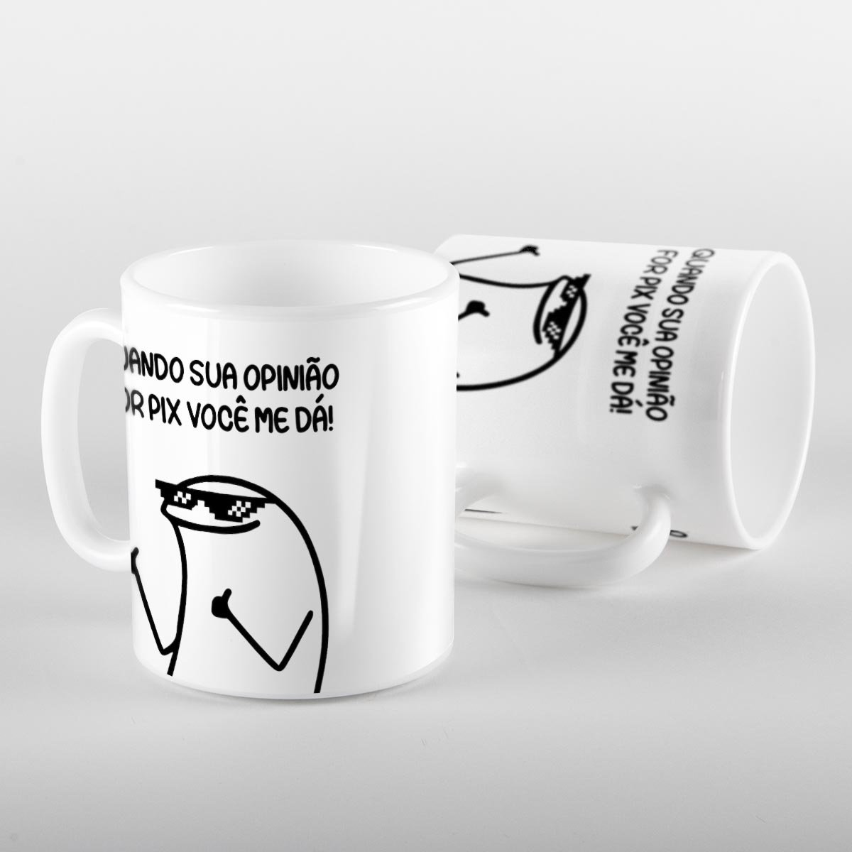 Caneca Personalizada Meme Flork - Aqui para sua Opinião