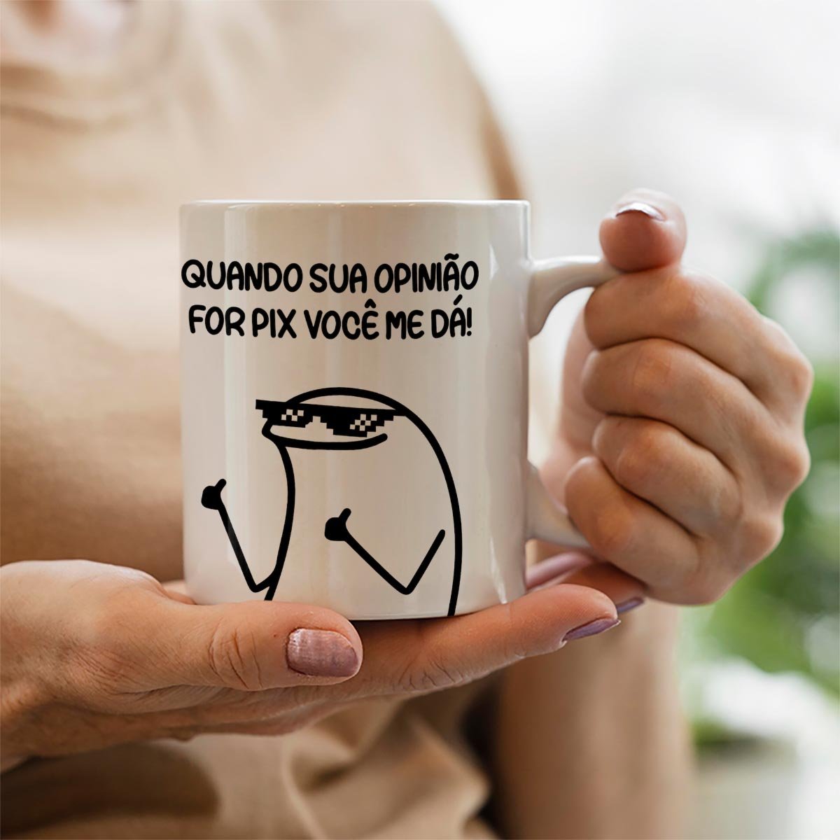 Caneca Personalizada Meme Flork - Aqui para sua Opinião