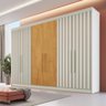 Guarda Roupa 6 Portas 4 Portas Ripadas Potente com Ripado 100% Mdf Off White Peróba - Móveis Europa - 1