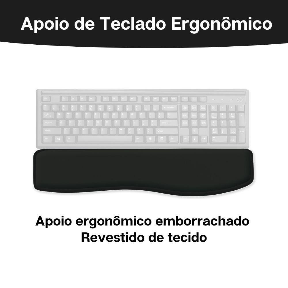 Kit 05x Mousepad + Apoio Pulso P/ Teclado Ergonômico Preto - 4