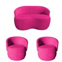 Ver imagem 2 de Kit Namoradeira + 2 Poltronas Decorativa Beatriz Orgânica Veludo Rosa Pink