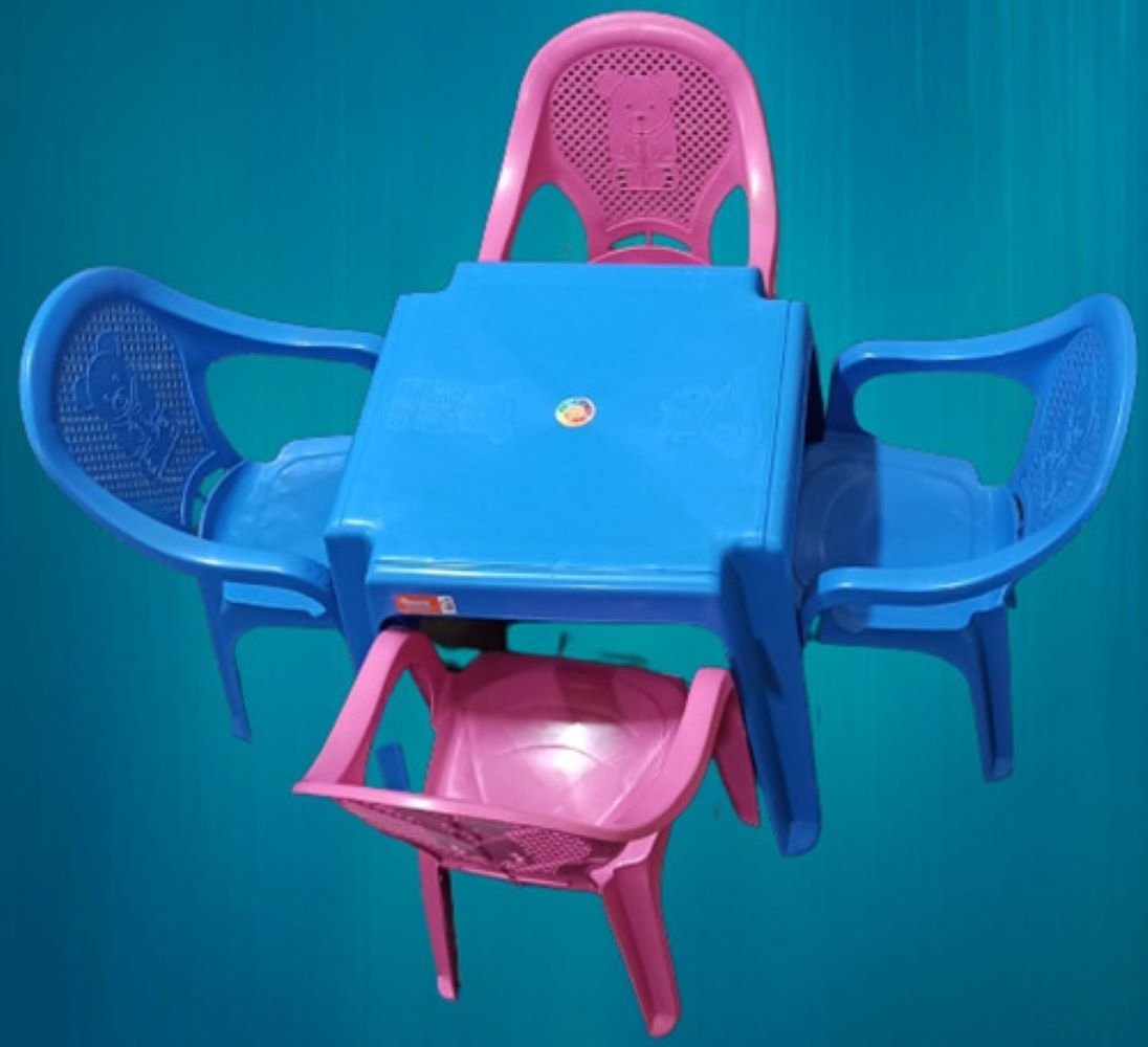 Conjunto Infantil Mesa E 4 Cadeiras Antares Rosa e Azul Kit 01 - 2
