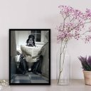 Ver imagem 1 de Quadro Decorativo Darth No Banheiro 24x18cm:Madeira branca
