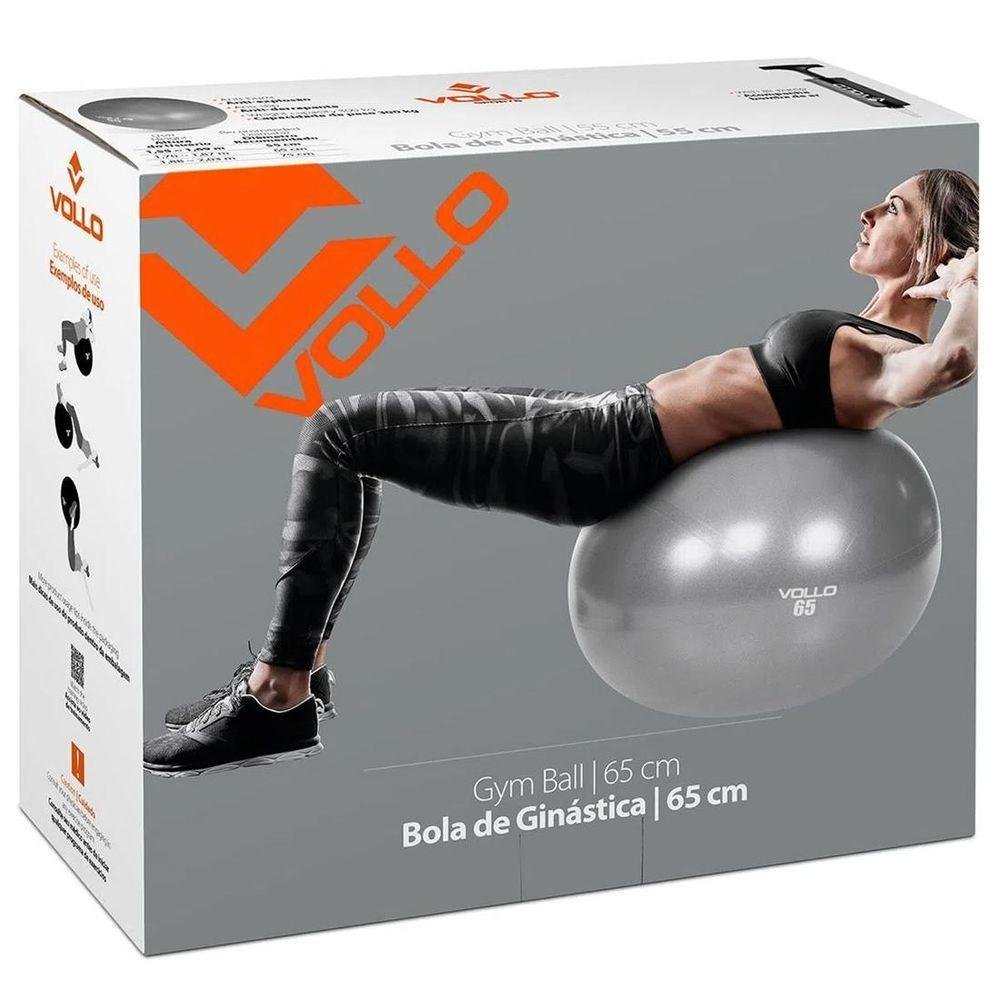 Bola Pilates com Bomba 65cm Vp1035 Vollo Cinza - 3