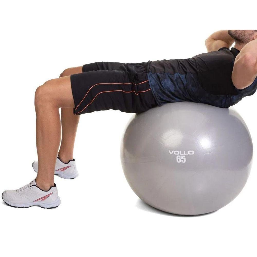 Bola Pilates com Bomba 65cm Vp1035 Vollo Cinza