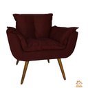 Ver imagem 2 de Conjunto Namoradeira e 2 Poltronas Estofadas Hall de Entrada Opala Suede Vermelho Bordo - LM DECOR