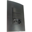 Ver imagem 2 de Conjunto 4x2 linha Ebony Clean Acetinado MarGirius 4x2" 2 Interruptores Simples + 1 Tomada 2P+T 10 A