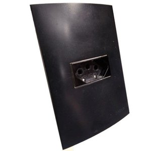 Conjunto 4x2 linha Ebony Clean Acetinado MarGirius 4x2" 2 Interruptores Simples + 1 Tomada 2P+T 10 A