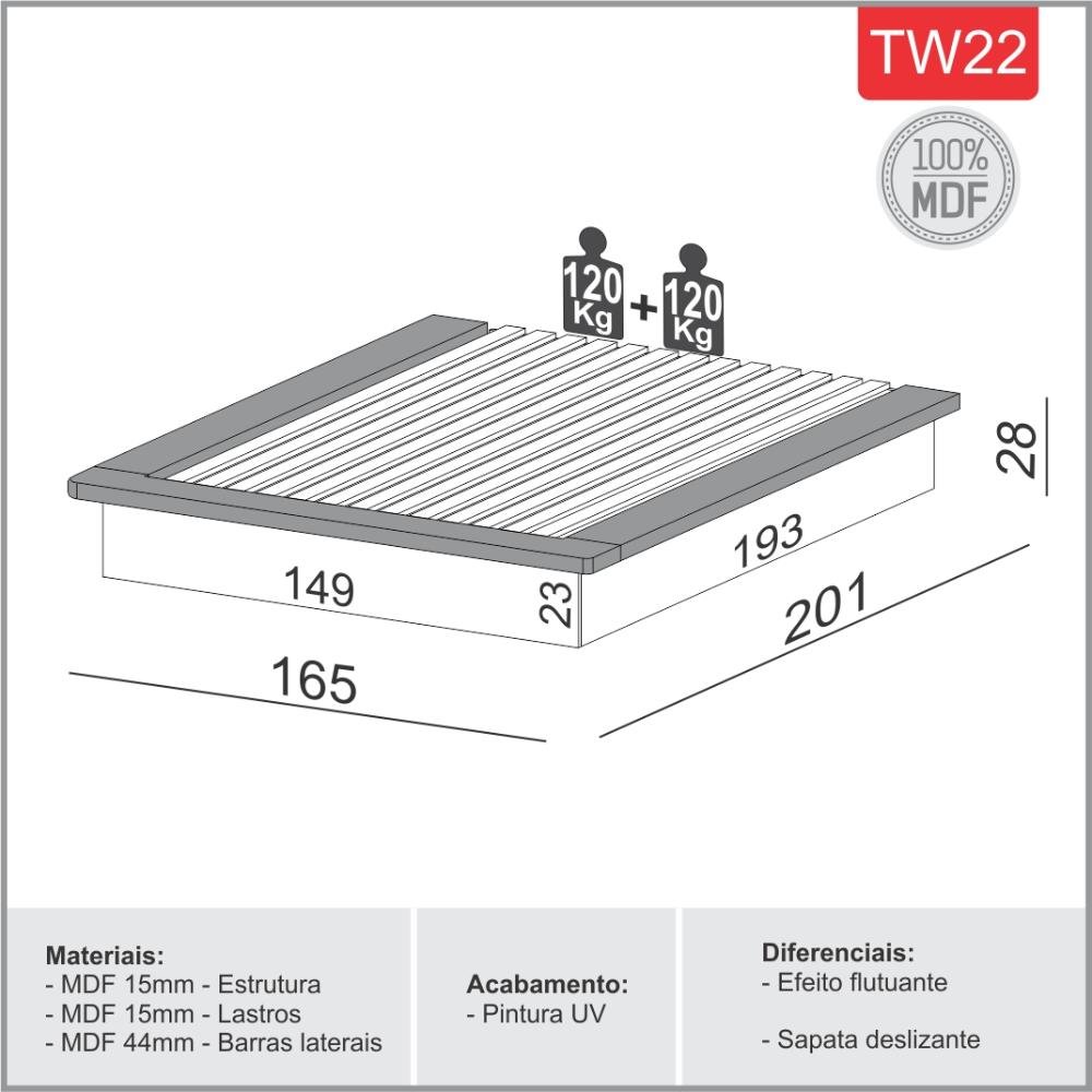 Kit Quarto com Cama + Cabeceira + 2 Mesas de Cabeceira Mdf Cor:freijó - 7