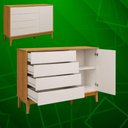 Ver imagem 5 de Comoda Sapateira Elfe Classic 1 Porta 4 Gavetas Areia Fosco com Savana - Moveisaqui
