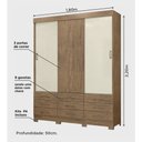 Ver imagem 3 de Guarda-Roupa Casal New Toquio 3 Portas de Correr e 9 Gavetas Ipê/Off-White Maxel