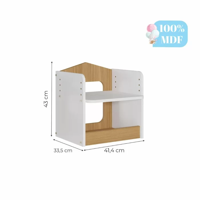 Mesa Infantil Casinha com Banco e Regulagem de Altura Branco/nature - Permobili - 6