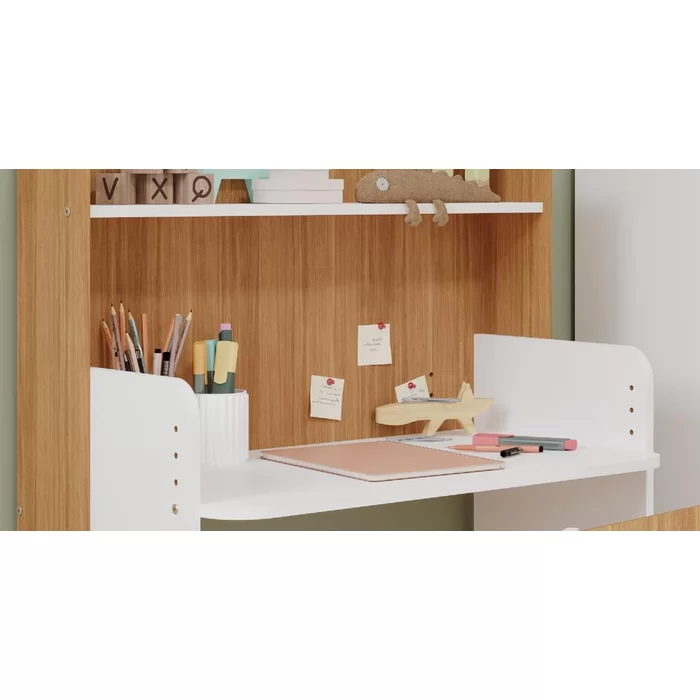 Mesa Infantil Casinha com Banco e Regulagem de Altura Branco/nature - Permobili - 3