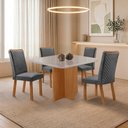 Ver imagem 6 de Mesa de Jantar Olimpia 90cm Tampo MDF e Vidro Canto Copo com 4 Cadeiras Lira