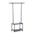 Ver imagem 1 de Cabideiro Arara de Roupa Sapateira Organizador Varal 2 Prateleiras Loja Quarto Luxo